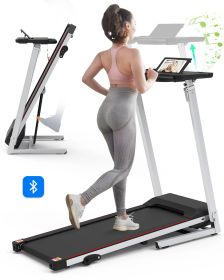 Folding Treadmill with Desk for Home - 265lbs Foldable Treadmill Running Machine, Electric Treadmill Exercise for Small Apartment Home Gym Fitness Jog