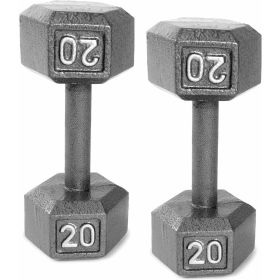 Barbell Cast Iron Dumbbell, 20 Lb. Pair