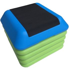 16in Square Aerobic Step Platform with 4 Risers Adjustable Exercise Fitness Workout Stepper,Blue and Green