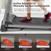 Easy Folding Treadmill for Home Use; 1.5HP Electric Running; Jogging & Walking Machine with Device Holder & Pulse Sensor; 3-Level Incline Adjustable C