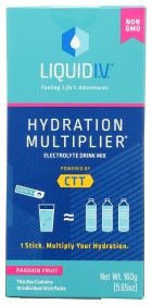 LIQUID IV: Hydration Multiplier Passion Fruit Electrolyte Drink Mix 10 Count Sticks