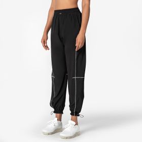 Sports Pants Female Loose Tappered Running Trousers (Option: Black-S)