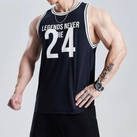 Quick-drying Sports Vest Summer New Elastic American Basketball Training No 24 Jersey Vest (Option: Black-M)