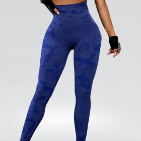 Yoga Pants High Waist Hip Lift Tights Sports Fitness (Option: Royal Blue-S)