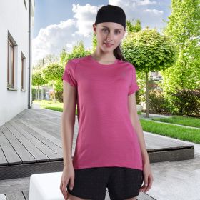 Women's Short Sleeve Workout Shirts Crewneck Sports Yoga Running Dry Fit Tops (Color: Pink Stripes, size: 8)