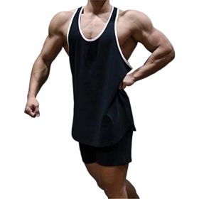 Men's A-Shirt Sleeveless Shirt Men's Gym Tank Shirt Quick Dry Shirt Cool Vest for Men Letter Print t-Shirt (Color: BLACK-L)