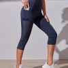 High Waist Yoga Capri Pants, Tummy Control Sports Legging Capri For Women With Out Pockets And Mesh Design