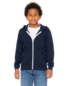 Youth Sponge Fleece Full-Zip Hooded Sweatshirt - HTHR TRUE ROYAL - S (Color: Navy, size: L)