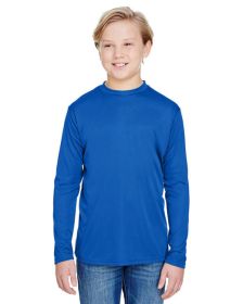 Youth Long Sleeve Cooling Performance Crew Shirt - MILITARY GREEN - S (Color: ROYAL, size: XL)