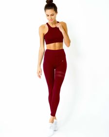 Ashton Set - Sports Bra & Leggings - Maroon (Color: Set - Maroon, size: large)