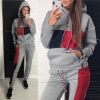 Women Fashion Hoody Tracksuit Two Piece Set Hooded Sweatshirt Sport Suits Casual Outfits Sets