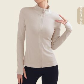 Long Sleeve Top Sports Running Jacket (Option: Light Khaki-S)